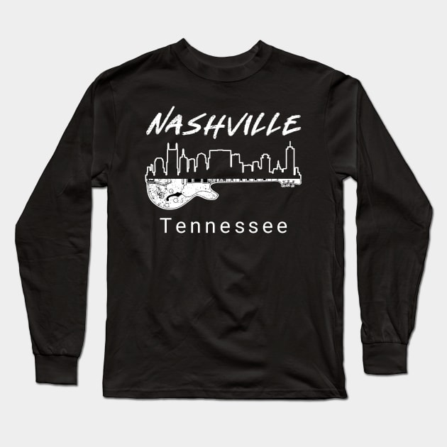 Souvenir Nashville Tn Guitar Country Music Nashville Long Sleeve T-Shirt by PomegranatePower